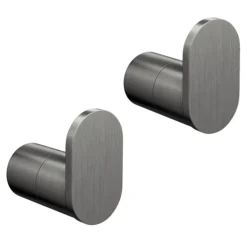 Home And Bathroom Supplies Store 22 2 X Arezzo Gunmetal Grey Robe/Towel Hooks