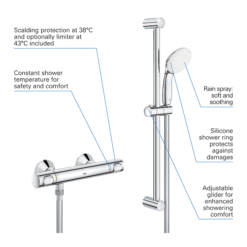 Home And Bathroom Supplies Store 6 Grohe Precision Flow Thermostatic Shower Mixer 1/2" With Shower Set For Low Pressure