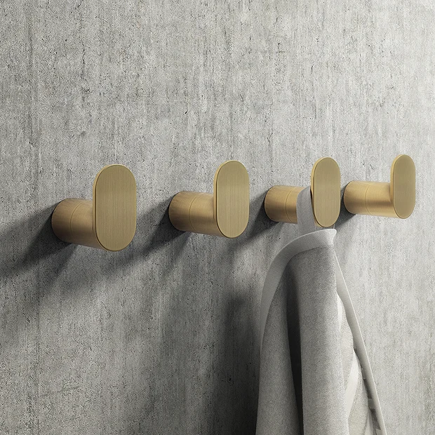 4 X Arezzo Brushed Brass Robe Hooks 4 4 X Arezzo Brushed Brass Robe Hooks - Image 2