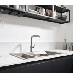 Hansgrohe Talis M54 270 Single Lever Kitchen Mixer With Pull Out Spray - Stainless Steel -Home And Bathroom Supplies Store 72808800 d2