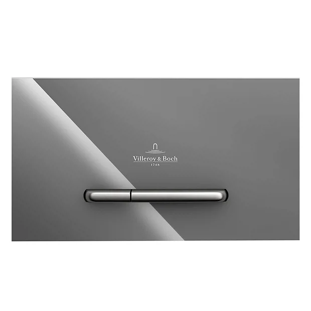 Villeroy & Boch Villeroy And Boch ViConnect Glass Glossy Grey Dual Flush Plate 3 Villeroy & Boch Villeroy And Boch ViConnect Glass Glossy Grey Dual Flush Plate