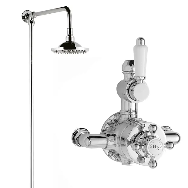 Hudson Reed Traditional Twin Valve With Rigid Riser Kit & Shower Rose - Chrome 4 Hudson Reed Traditional Twin Valve With Rigid Riser Kit & Shower Rose - Chrome - Image 2