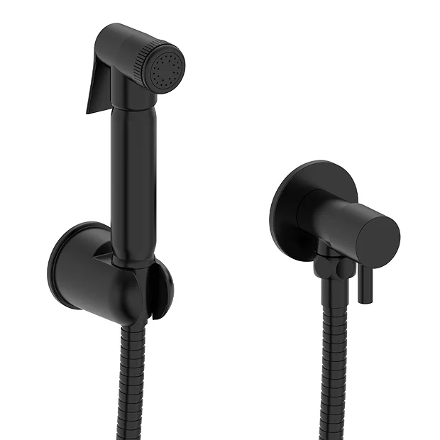 Arezzo Round Douche Shower Spray Kit With Shut-Off Valve Matt Black 3 Arezzo Round Douche Shower Spray Kit With Shut-Off Valve Matt Black