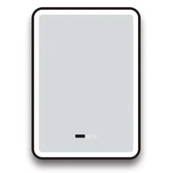 Arezzo Matt Black 500 X 700mm Rectangular LED Illuminated Anti-Fog Bathroom Mirror With Time Display -Home And Bathroom Supplies Store arzim01mb d3