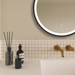 Arezzo Matt Black 600mm Round LED Illuminated Anti-Fog Bathroom Mirror 9 Arezzo Matt Black 600mm Round LED Illuminated Anti-Fog Bathroom Mirror -Home And Bathroom Supplies Store arzim08mb d2