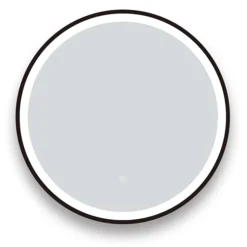 Arezzo Matt Black 600mm Round LED Illuminated Anti-Fog Bathroom Mirror