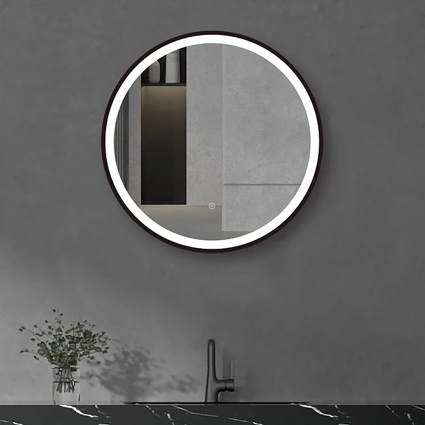 Arezzo Matt Black 600mm Round LED Illuminated Anti-Fog Bathroom Mirror 4 Arezzo Matt Black 600mm Round LED Illuminated Anti-Fog Bathroom Mirror - Image 2