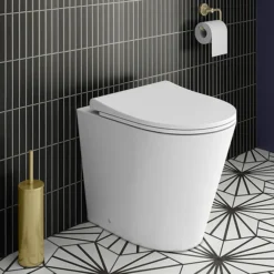 Arezzo Back To Wall Toilet (incl. Slim Seat With Matt Black Hinges) 11 Arezzo Back To Wall Toilet (incl. Slim Seat With Matt Black Hinges) -Home And Bathroom Supplies Store az009slmb detail05