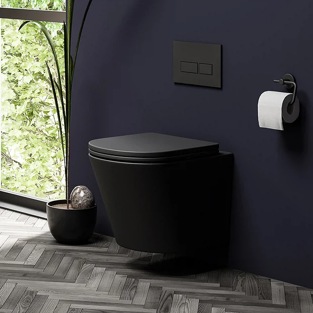 Arezzo Matt Black Rimless Wall Hung Toilet Incl. Soft Close Seat 4 Arezzo Matt Black Rimless Wall Hung Toilet Incl. Soft Close Seat - Image 2