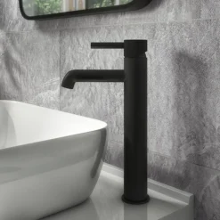 Arezzo Fluted Round Matt Black High Rise Mono Basin Mixer Tap 11 Arezzo Fluted Round Matt Black High Rise Mono Basin Mixer Tap -Home And Bathroom Supplies Store az2ltmbf nd3