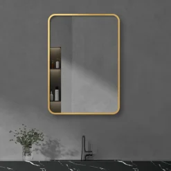 Arezzo Brushed Brass 700 X 500 Rectangular Mirror
