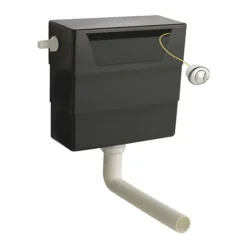 Arezzo 500 Matt Black WC Unit With Cistern, Brushed Brass Flush + Modern Pan -Home And Bathroom Supplies Store az5wcb n d1