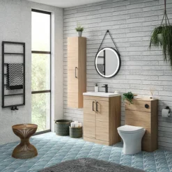 Arezzo 500 Rustic Oak WC Unit With Cistern + Modern Pan -Home And Bathroom Supplies Store az5wcok d1