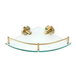 Arezzo Brushed Brass Glass Corner Shelf