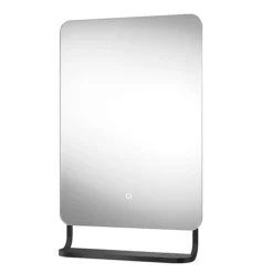 Arezzo Matt Black 800 X 500mm Backlit LED Bathroom Mirror With Hanging Shelf & Anti-Fog -Home And Bathroom Supplies Store az9003mb l