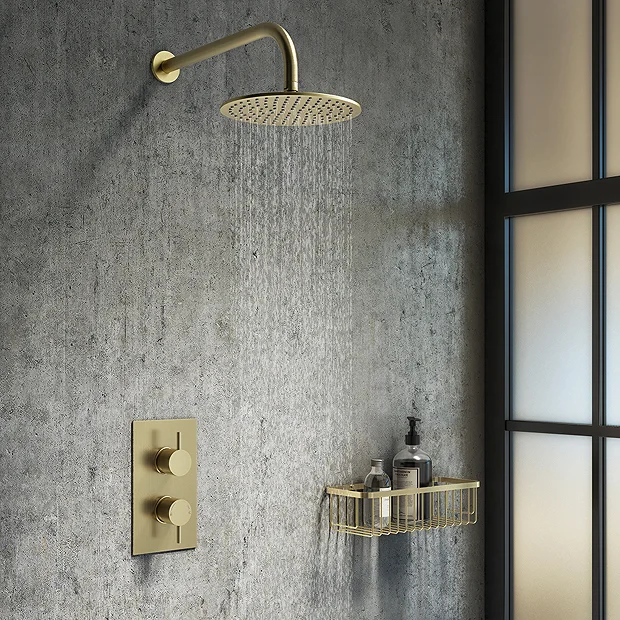 Arezzo Brushed Brass 300mm Wire Shower Basket 3 Arezzo Brushed Brass 300mm Wire Shower Basket