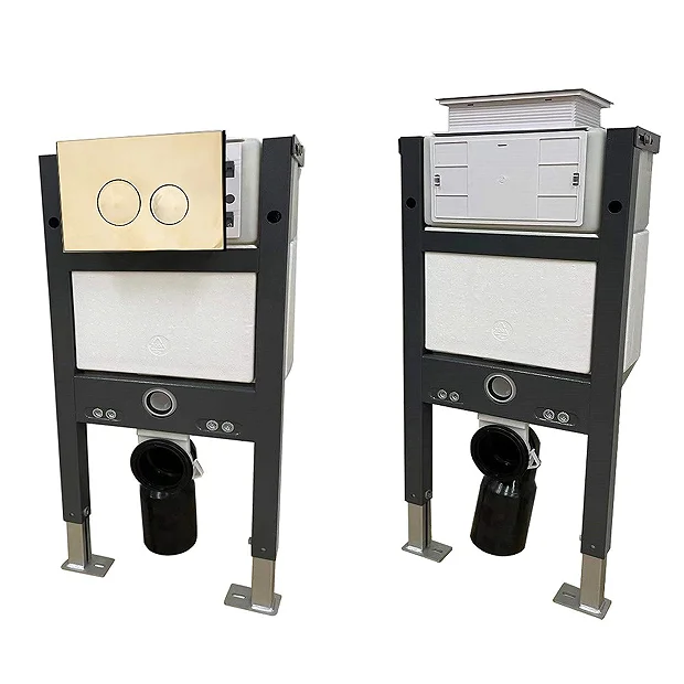 Arezzo Compact Top/Front Flush Toilet Frame With Brushed Brass Flush - Round Buttons 3 Arezzo Compact Top/Front Flush Toilet Frame With Brushed Brass Flush - Round Buttons