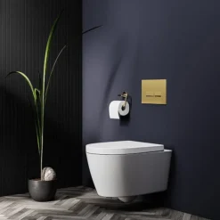 Arezzo Compact Top/Front Flush Toilet Frame With Brushed Brass Flush - Square Buttons -Home And Bathroom Supplies Store azcfsbb detail01