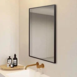Arezzo Matt Black Square Edge Framed Bathroom Mirror - 800 X 600mm