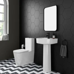 Arezzo Square BTW Close Coupled Rimless Toilet With Soft Close Seat