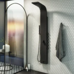 Arezzo Shower Tower Panel - Matt Black (Thermostatic) 9 Arezzo Shower Tower Panel - Matt Black (Thermostatic) -Home And Bathroom Supplies Store azstp5mb n l