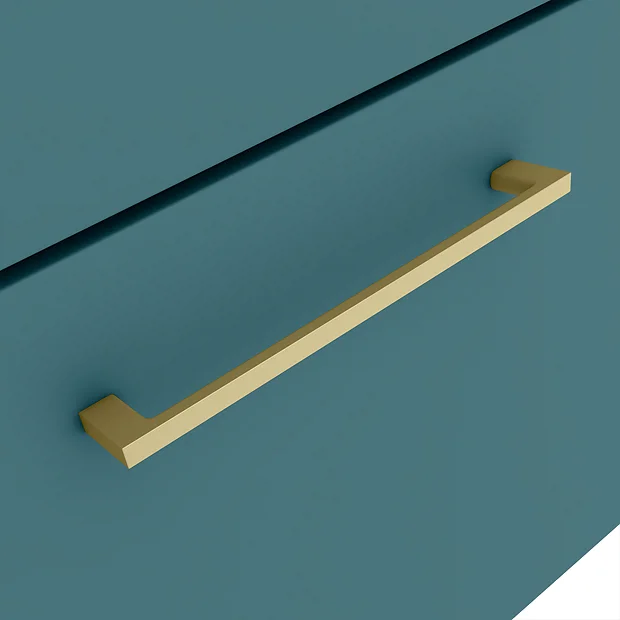 Arezzo Wall Hung Vanity Unit - Matt Green - 600mm 1-Drawer With Brushed Brass Handle 3 Arezzo Wall Hung Vanity Unit - Matt Green - 600mm 1-Drawer With Brushed Brass Handle