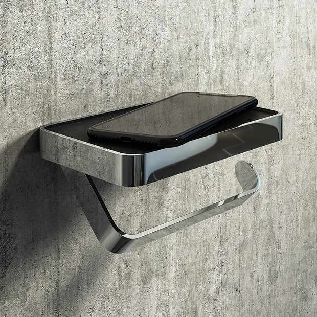 Arezzo Toilet Roll Holder With Shelf - Chrome 3 Arezzo Toilet Roll Holder With Shelf - Chrome