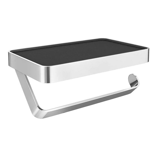 Arezzo Toilet Roll Holder With Shelf - Chrome 6 Arezzo Toilet Roll Holder With Shelf - Chrome - Image 4