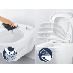 Grohe Essence Rimless Close Coupled Toilet With Soft Close Seat (Bottom Inlet) + FREE TOILET ROLL HOLDER -Home And Bathroom Supplies Store bauccwc1 d3