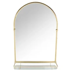 Chatsworth Traditional 700 X 490mm Arched Mirror With Glass Shelf - Brushed Brass -Home And Bathroom Supplies Store chtbbms d3