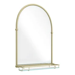 Chatsworth Traditional 700 X 490mm Arched Mirror With Glass Shelf - Brushed Brass