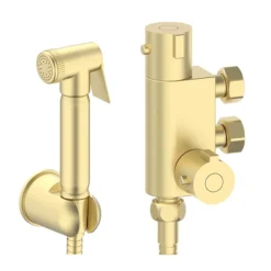 Arezzo Round Douche Thermostatic Bar Valve With Shower Spray Kit Brushed Brass 8 Arezzo Round Douche Thermostatic Bar Valve With Shower Spray Kit Brushed Brass -Home And Bathroom Supplies Store dbvskbb l