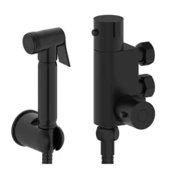 Arezzo Round Douche Thermostatic Bar Valve With Shower Spray Kit Matt Black -Home And Bathroom Supplies Store dbvskmb l