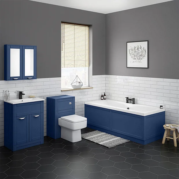 Keswick Blue 600mm Traditional Wall Hung 2 Door Mirror Cabinet 5 Keswick Blue 600mm Traditional Wall Hung 2 Door Mirror Cabinet - Image 3