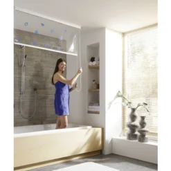 Kleine Wolke - Vinyl White Stripe Shower Roller Blind W1340 X H2400mm (Parts A+B) -Home And Bathroom Supplies Store kleinewolkevinylmilkyshowerrollerblindd1
