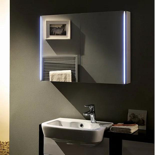 Hudson Reed Leda 800mm LED Touch Sensor Mirror Cabinet With Shaver Socket 4 Hudson Reed Leda 800mm LED Touch Sensor Mirror Cabinet With Shaver Socket - Image 2