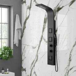 Milan Shower Tower Panel - Matt Black (Thermostatic) 9 Milan Shower Tower Panel - Matt Black (Thermostatic) -Home And Bathroom Supplies Store mb3bspnl