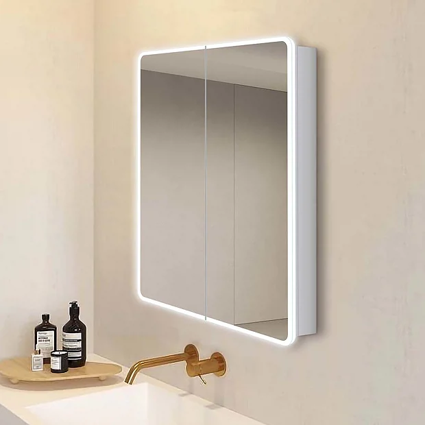 Toreno 700 X 650mm LED Illuminated 2-Door Mirror Cabinet With Motion Sensor, Shaving Socket & Anti-Fog 4 Toreno 700 X 650mm LED Illuminated 2-Door Mirror Cabinet With Motion Sensor, Shaving Socket & Anti-Fog - Image 2