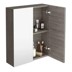 Brooklyn 600mm Grey Avola Bathroom Mirror Cabinet - 2 Door 10 Brooklyn 600mm Grey Avola Bathroom Mirror Cabinet - 2 Door -Home And Bathroom Supplies Store mod523 d1