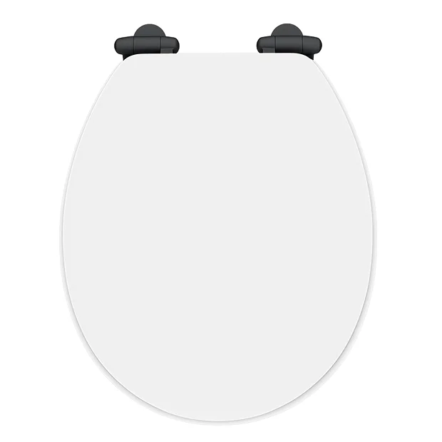 Toreno High Gloss White MDF Bottom Fixing Toilet Seat Matt Black Hinges 4 Toreno High Gloss White MDF Bottom Fixing Toilet Seat Matt Black Hinges - Image 2