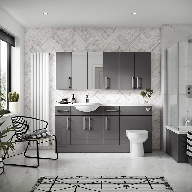 Hudson Reed 300x182mm Gloss Grey Fitted Wall Unit 3 Hudson Reed 300x182mm Gloss Grey Fitted Wall Unit