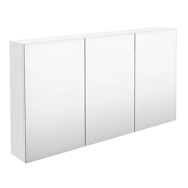 Hudson Reed 1350mm White Gloss 3 Door Mirror Cabinet 4 Hudson Reed 1350mm White Gloss 3 Door Mirror Cabinet - Image 2