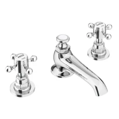 Chatsworth 1928 Traditional 3TH Crosshead Basin Mixer Tap + Waste -Home And Bathroom Supplies Store trad021d l