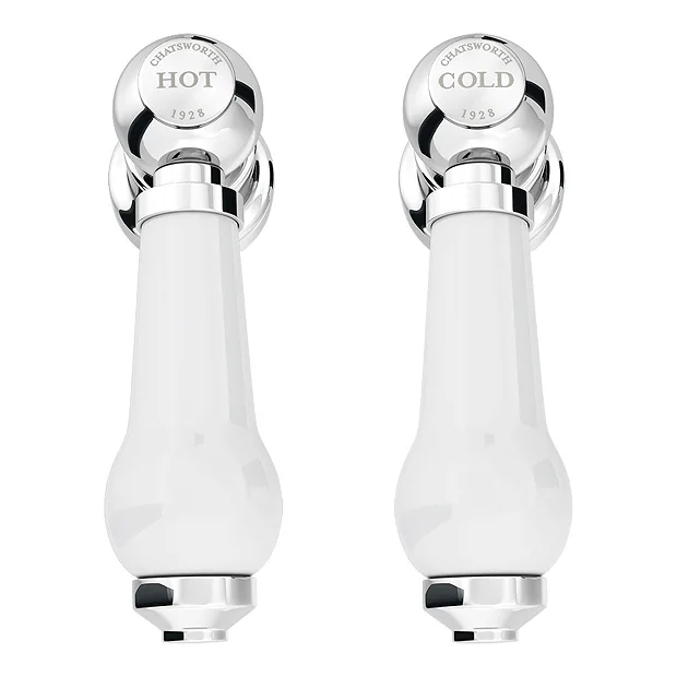 Chatsworth 1928 Traditional 3TH White Lever Deck Mounted Basin Mixer Tap With Curved Spout 5 Chatsworth 1928 Traditional 3TH White Lever Deck Mounted Basin Mixer Tap With Curved Spout - Image 3