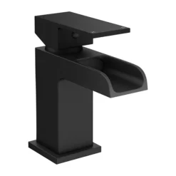 Monza Matt Black Waterfall Basin Tap -Home And Bathroom Supplies Store wf001blk nw l