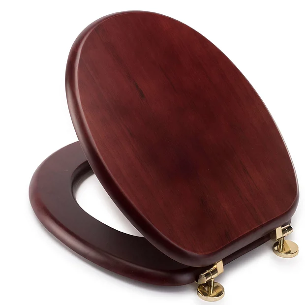 Croydex Mahogany Effect Solid Wood Toilet Seat With Brass Effect Fixings 6 Croydex Mahogany Effect Solid Wood Toilet Seat With Brass Effect Fixings - Image 4